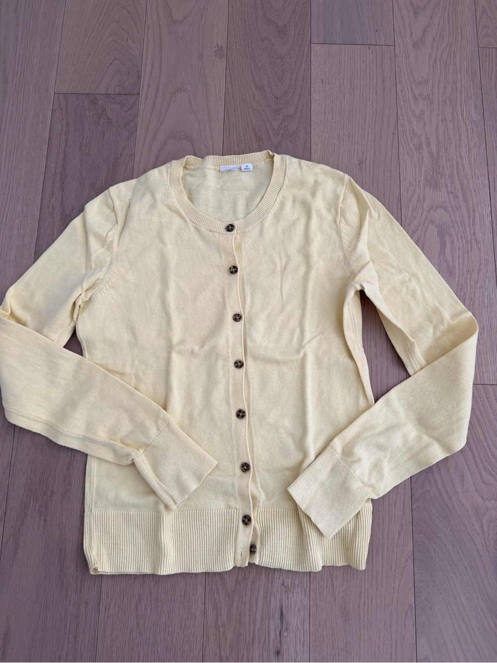 GAP Pale Yellow Button-Up Crewneck Cardigan